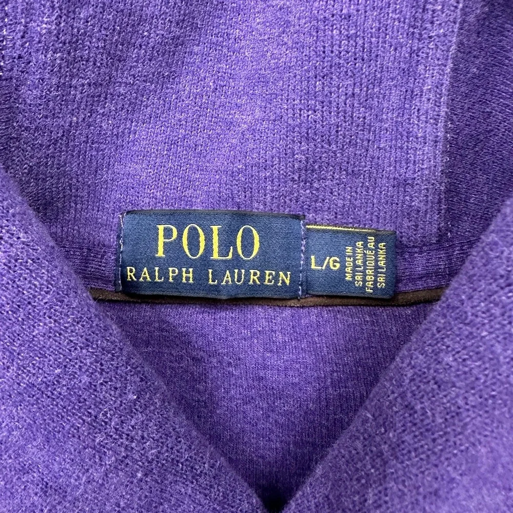 Polo Ralph Lauren Sweatshirt Mens Large Purple Shawl Collar Button Pony‎ Logo